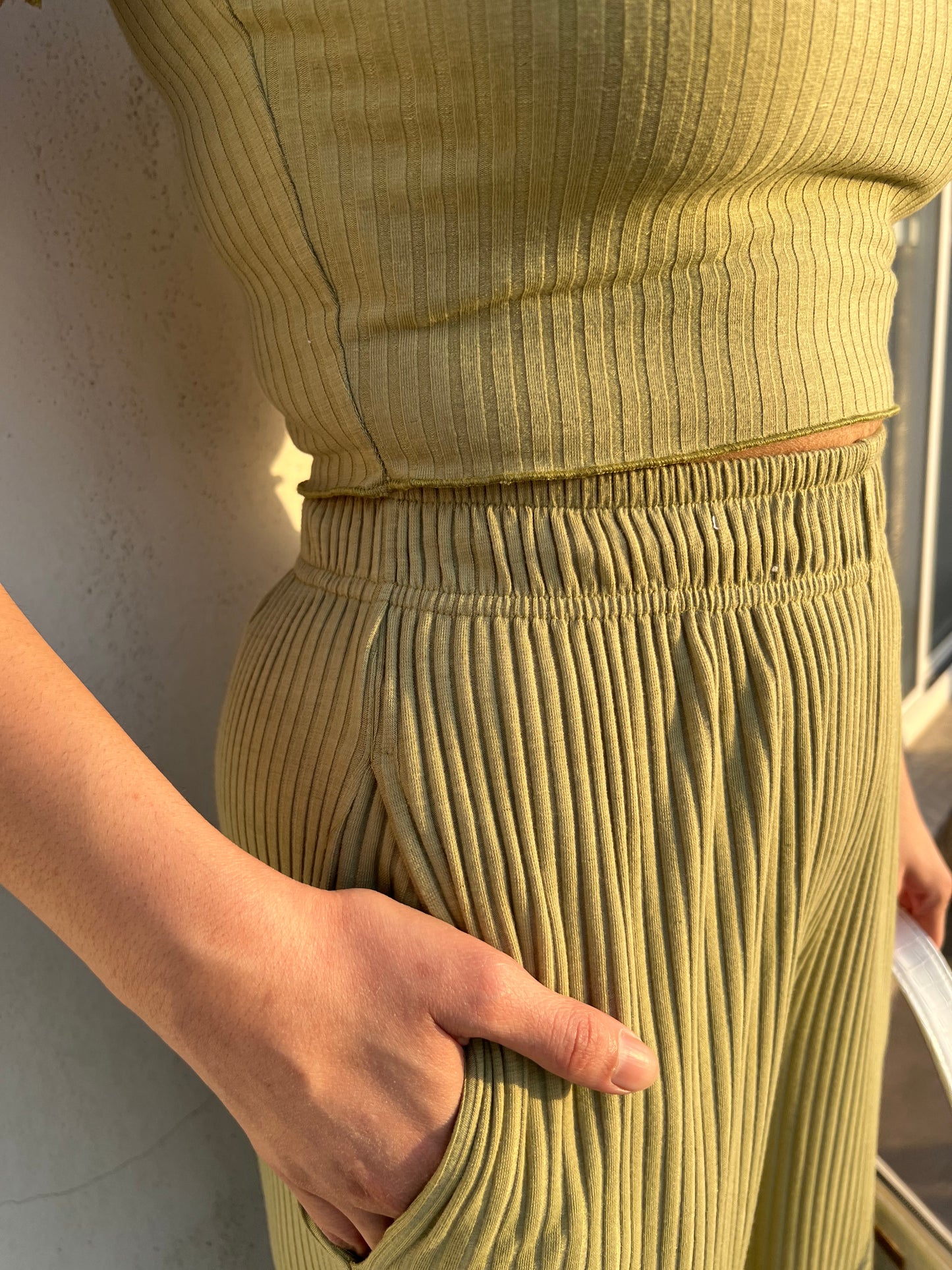 Matcha Green RIB Crop Co-ord