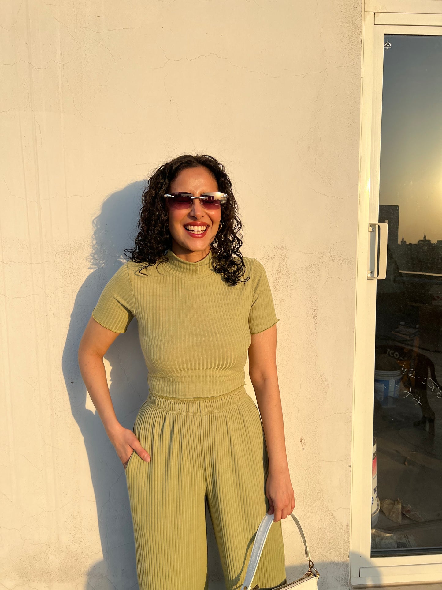 Matcha Green RIB Crop Co-ord