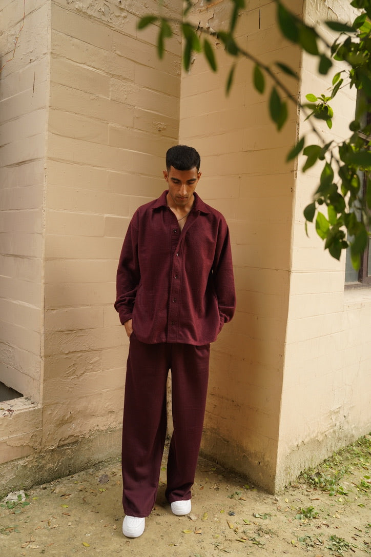 Cotton Fleece Wine Unisex Co-ord