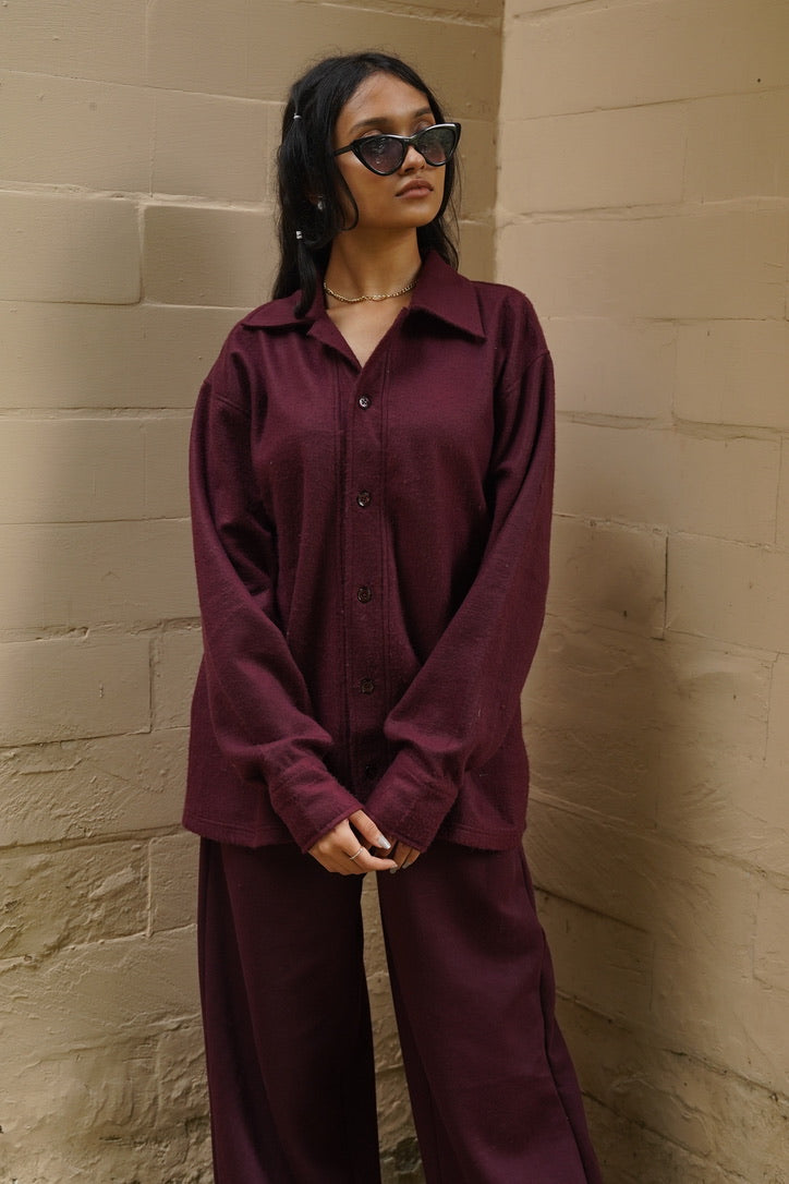 Cotton Fleece Wine Unisex Co-ord