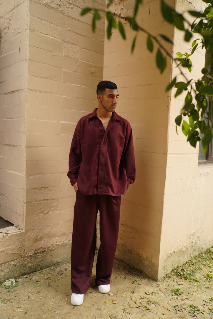 Cotton Fleece Wine Unisex Co-ord