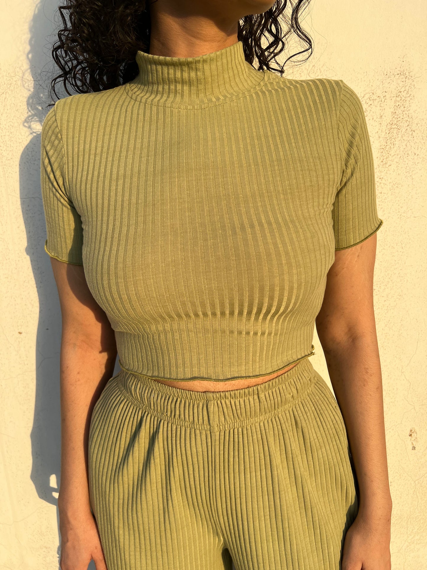 Matcha Green RIB Crop Co-ord