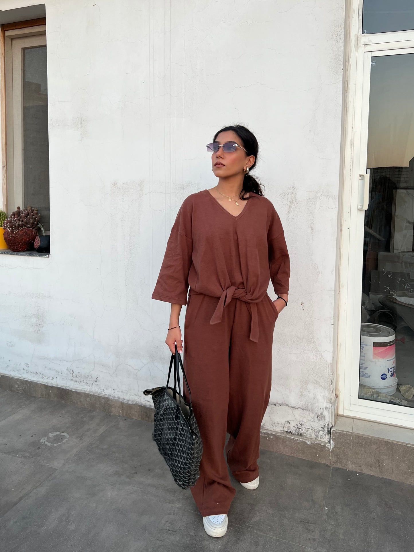RIB Brown Tie Knot Co-ord