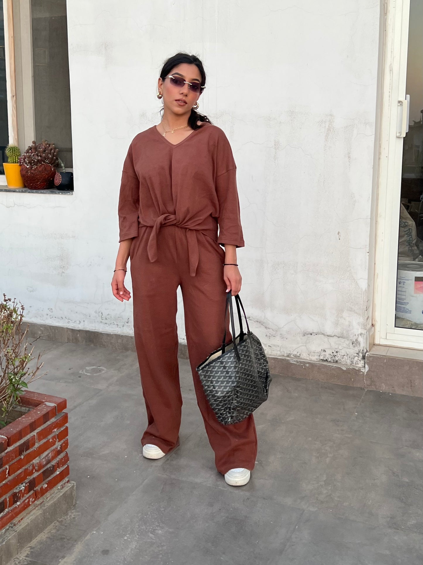 RIB Brown Tie Knot Co-ord