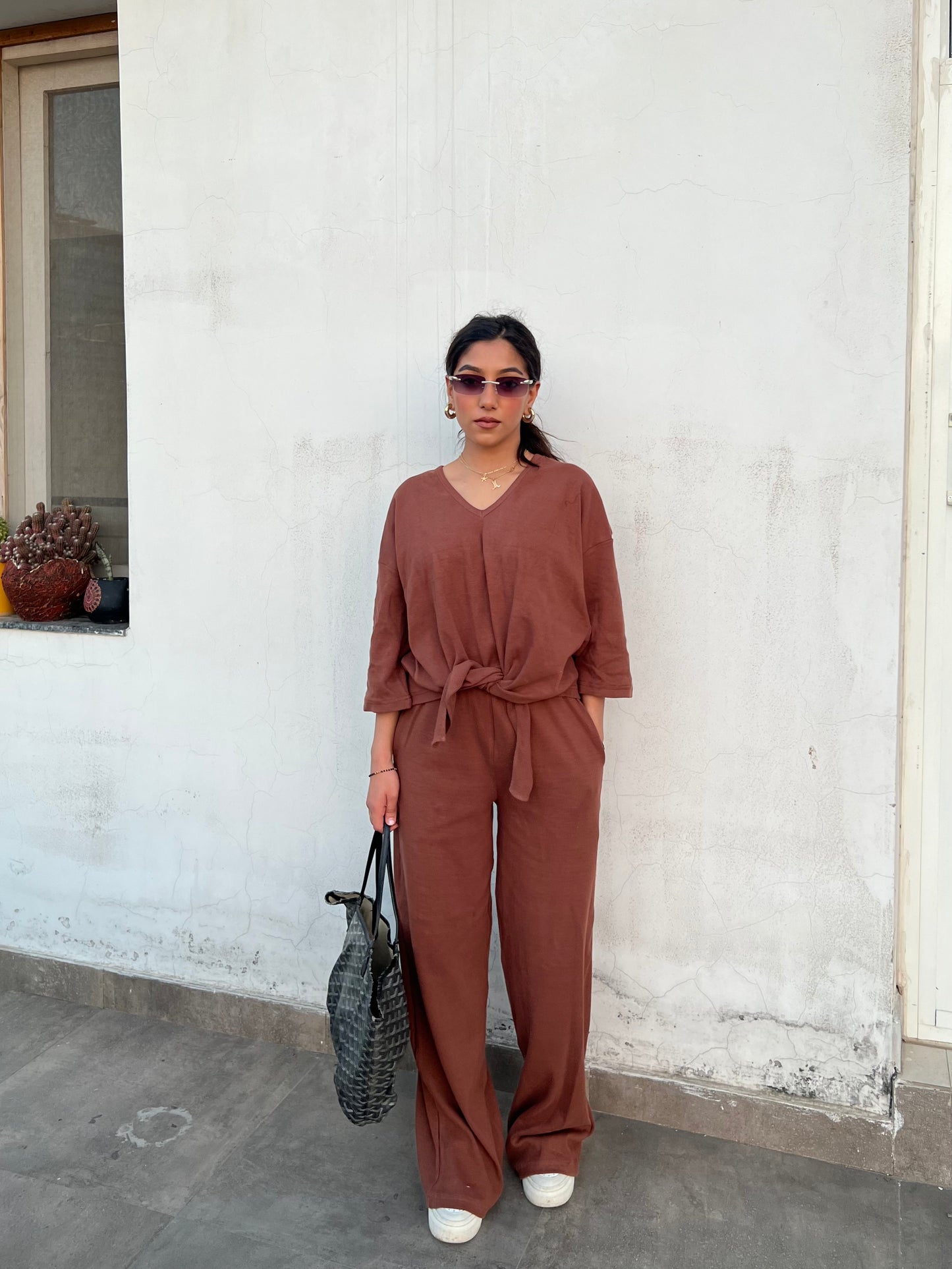 RIB Brown Tie Knot Co-ord