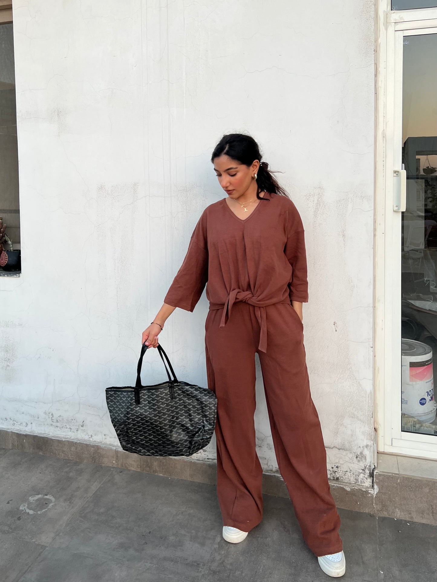 RIB Brown Tie Knot Co-ord