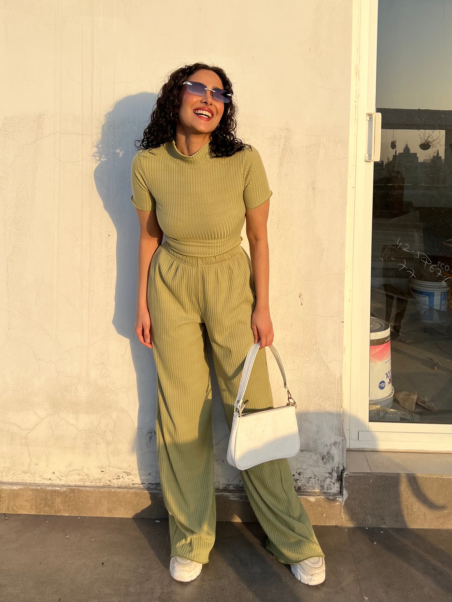 Matcha Green RIB Crop Co-ord