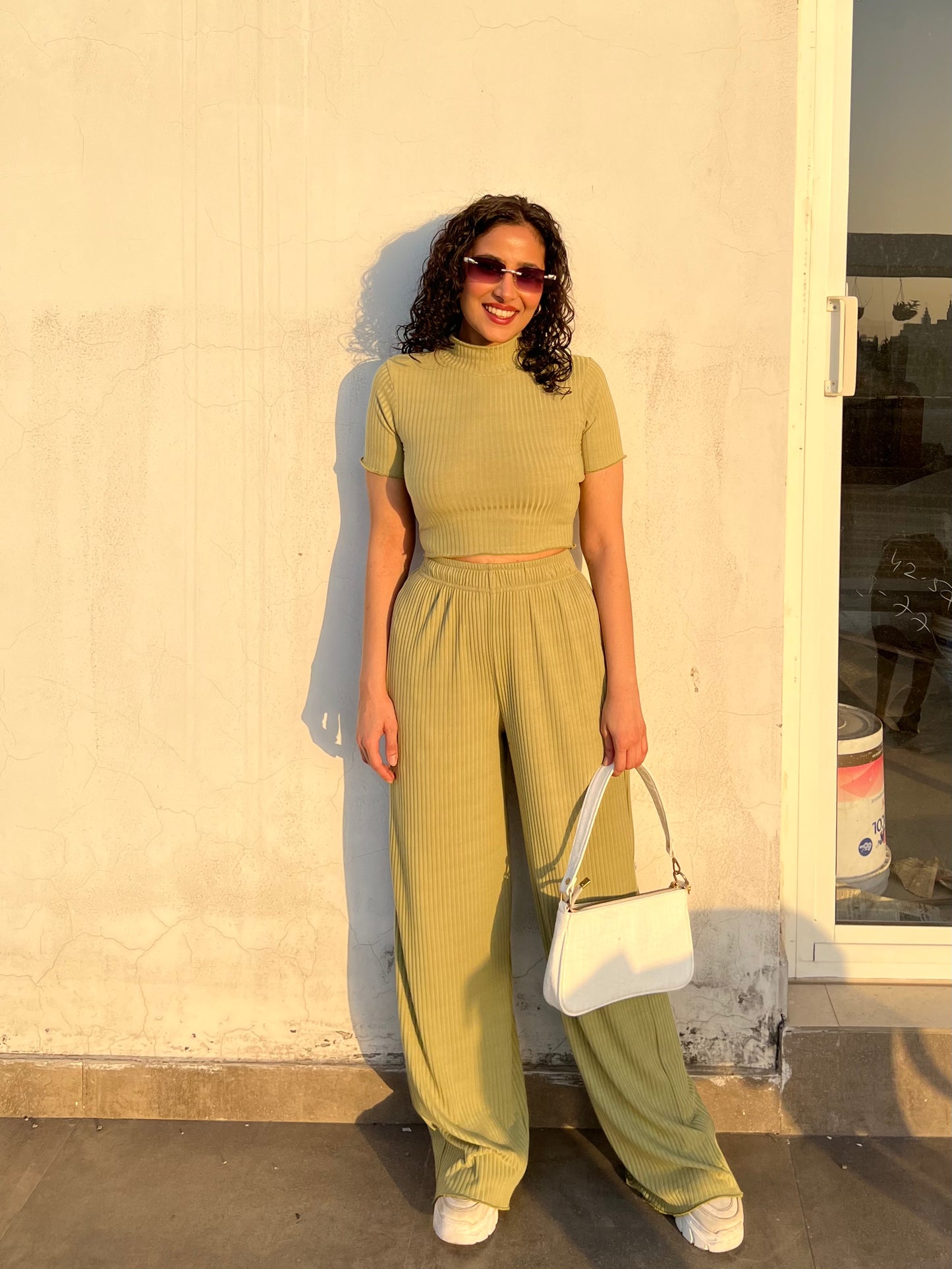 Matcha Green RIB Crop Co-ord