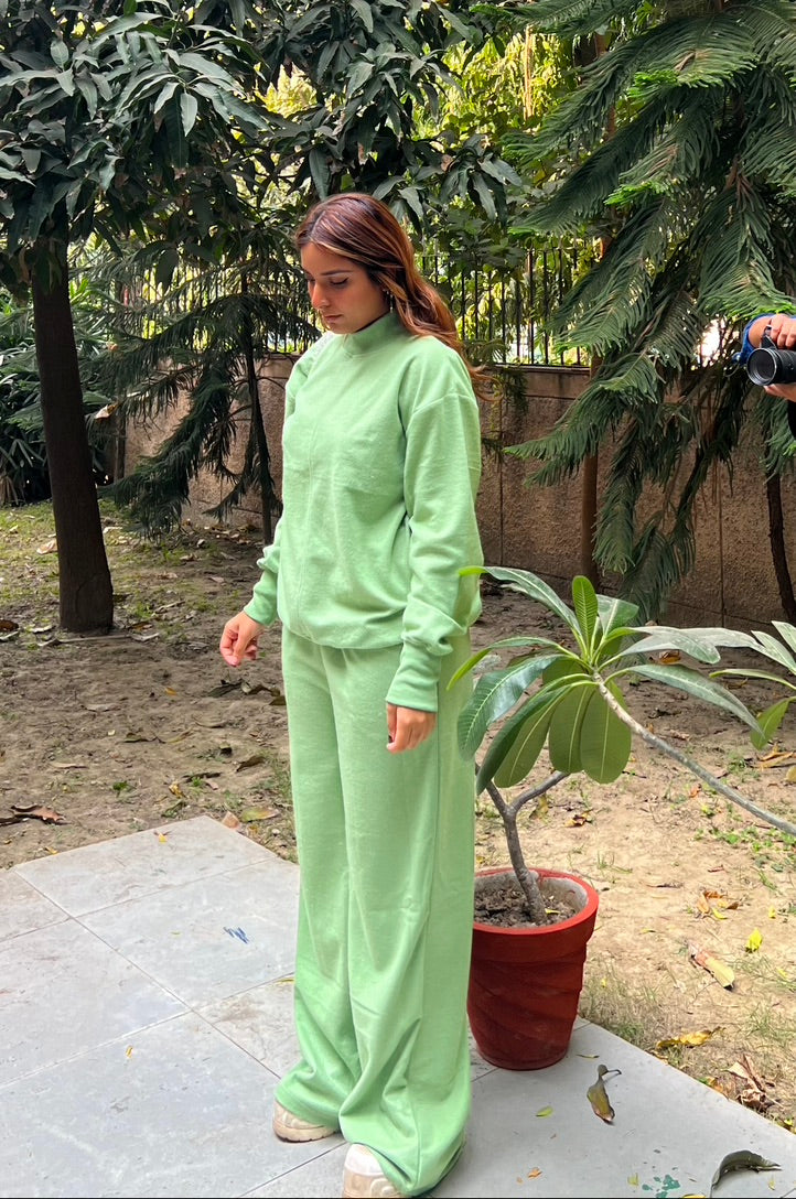 Cotton Fleece Parrot Green Co-ord