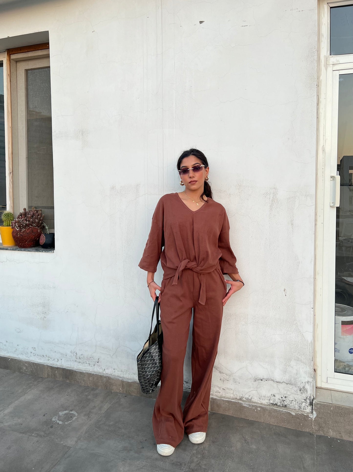 RIB Brown Tie Knot Co-ord