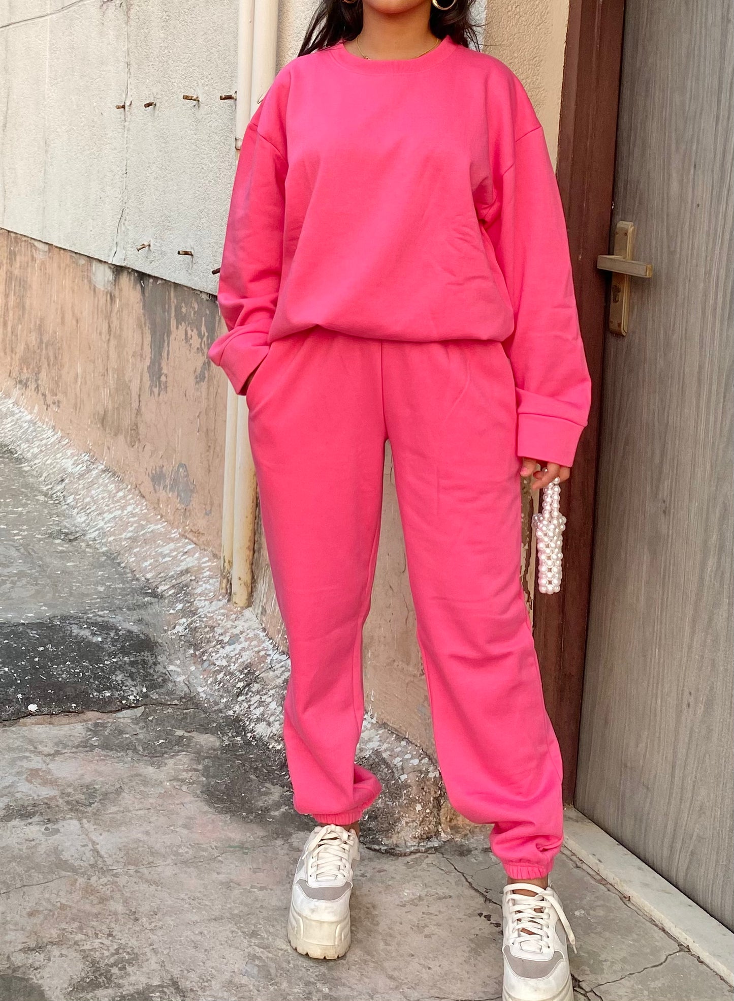 Cotton Fleece Raspberry Unisex Co-ord