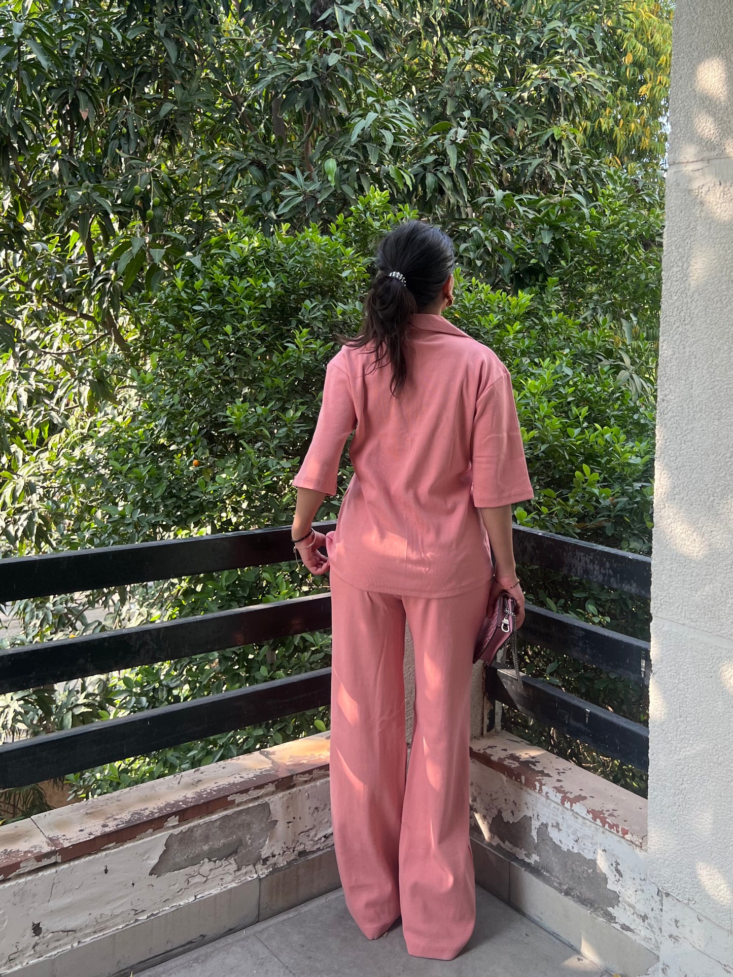 RIB Knit Onion Pink Collar Co-ord
