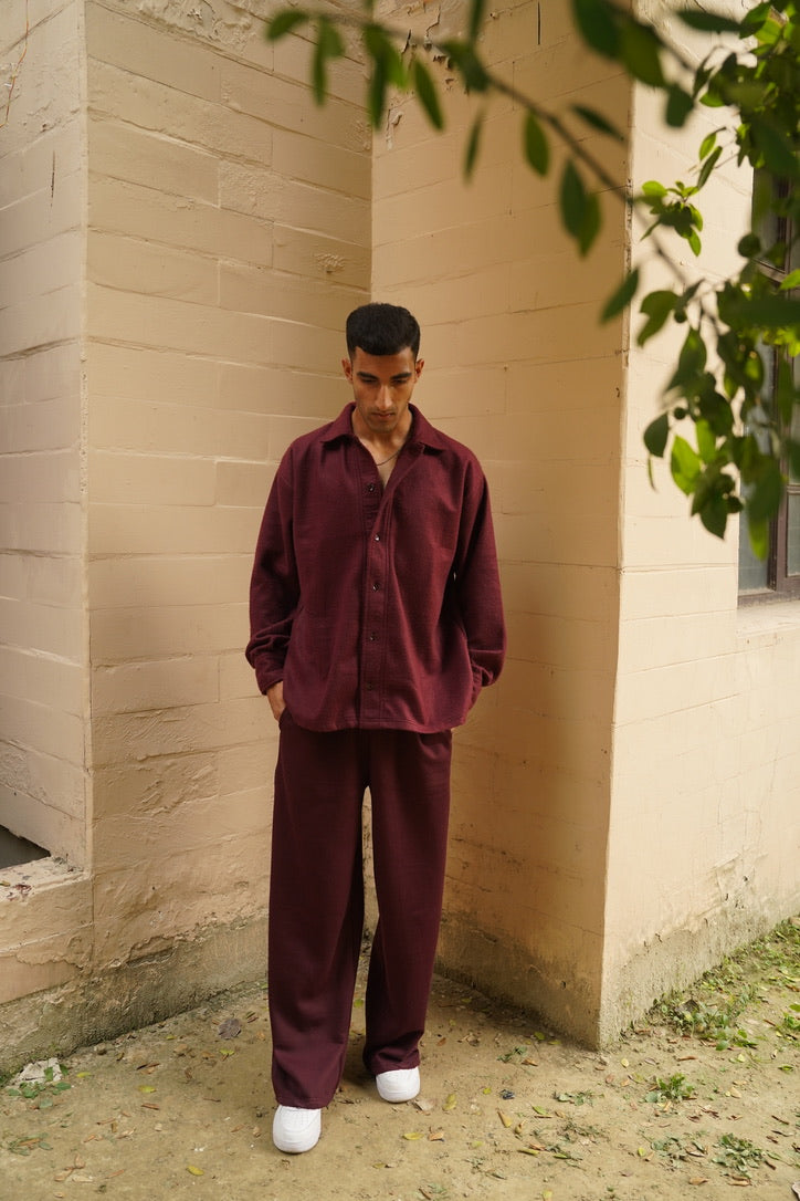 Cotton Fleece Wine Unisex Co-ord