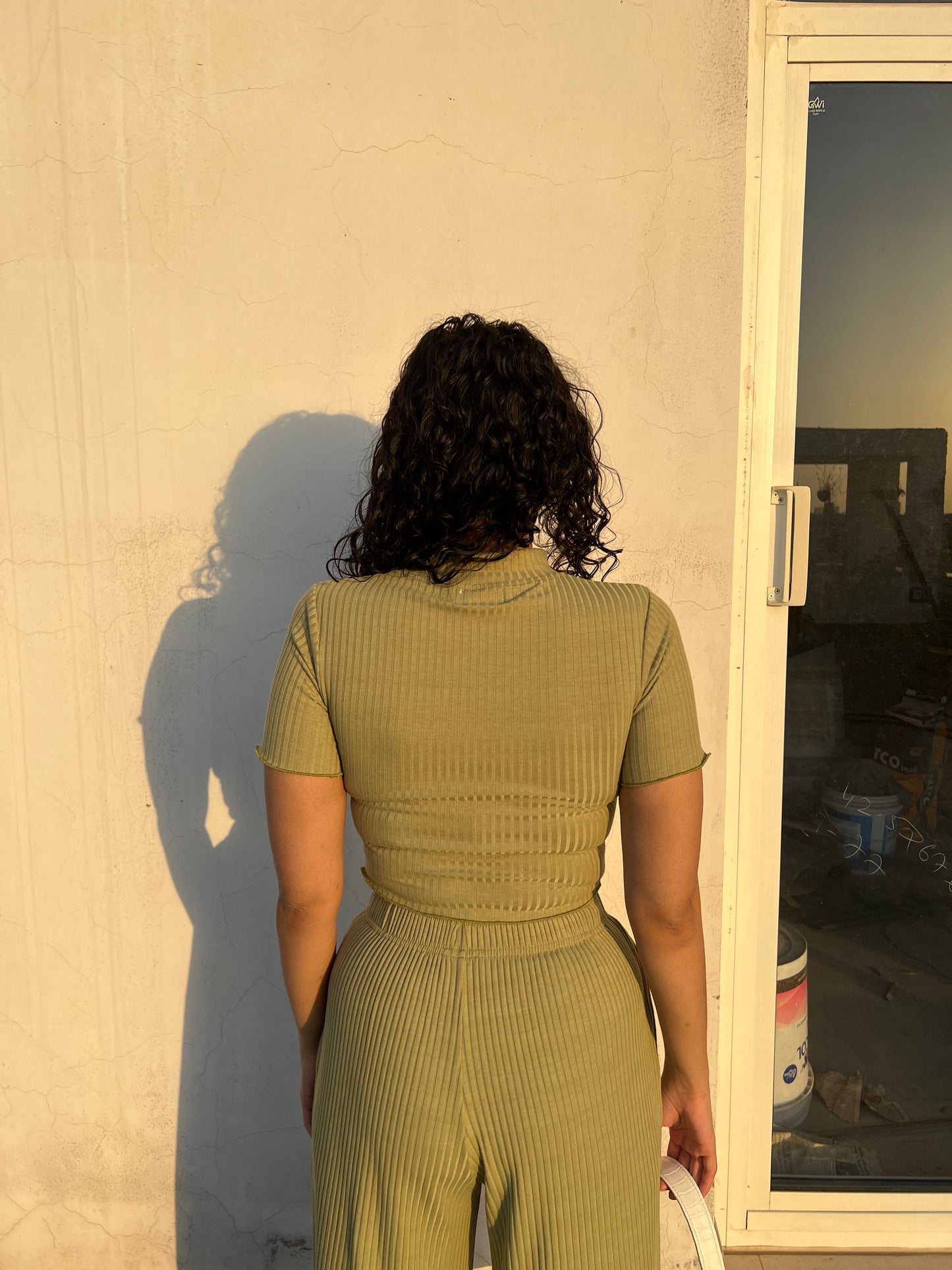 Matcha Green RIB Crop Co-ord