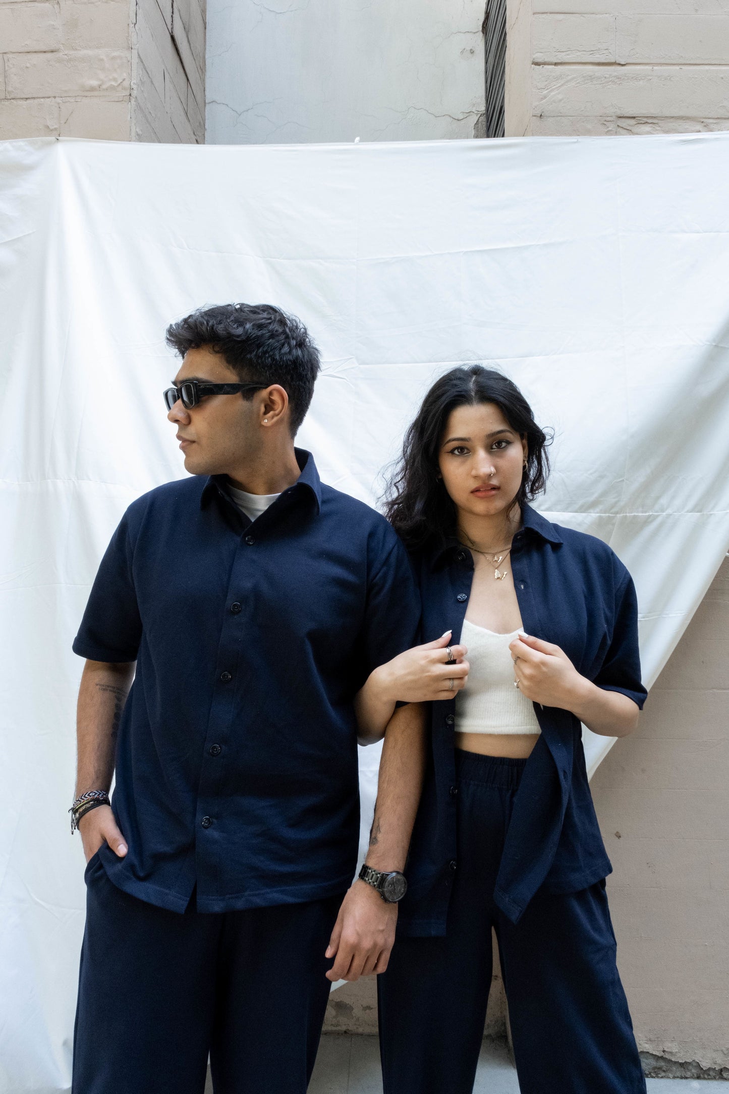 French Terry Unisex Navy Blue Co-ord