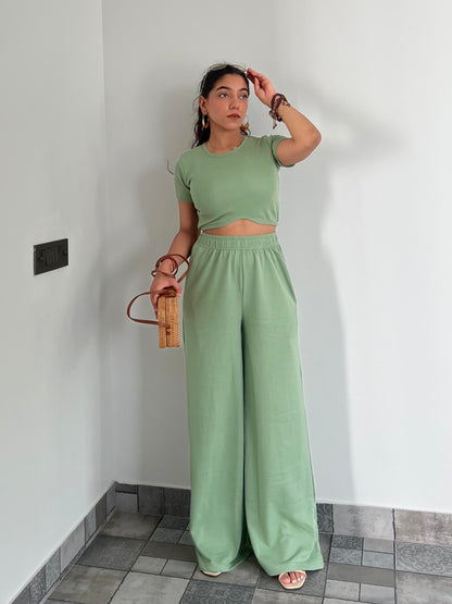 Mint Green  French Terry Half Sleeves Set