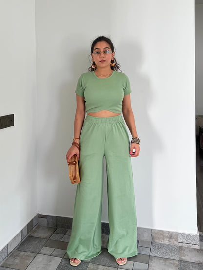 Mint Green  French Terry Half Sleeves Set
