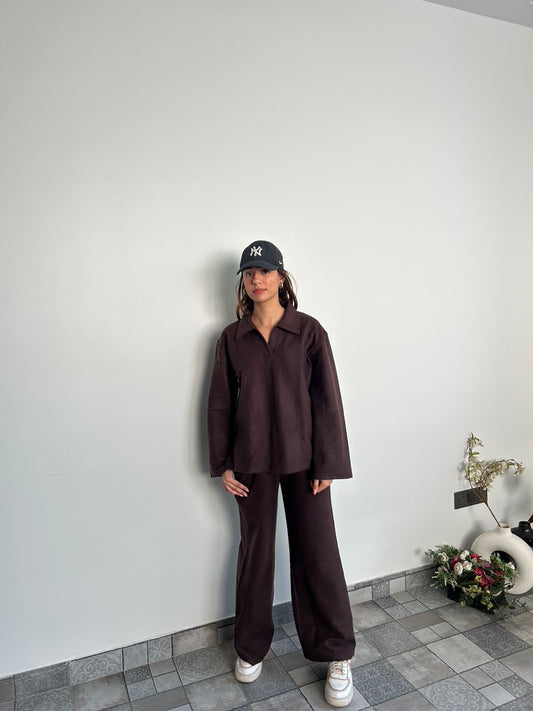 Cotton Fleece Brown Co-ord