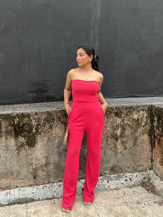 Fuchsia Pink Tube Pant Set