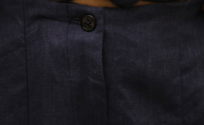 Navy Blue Cotton Linen Blend Sculpted Set