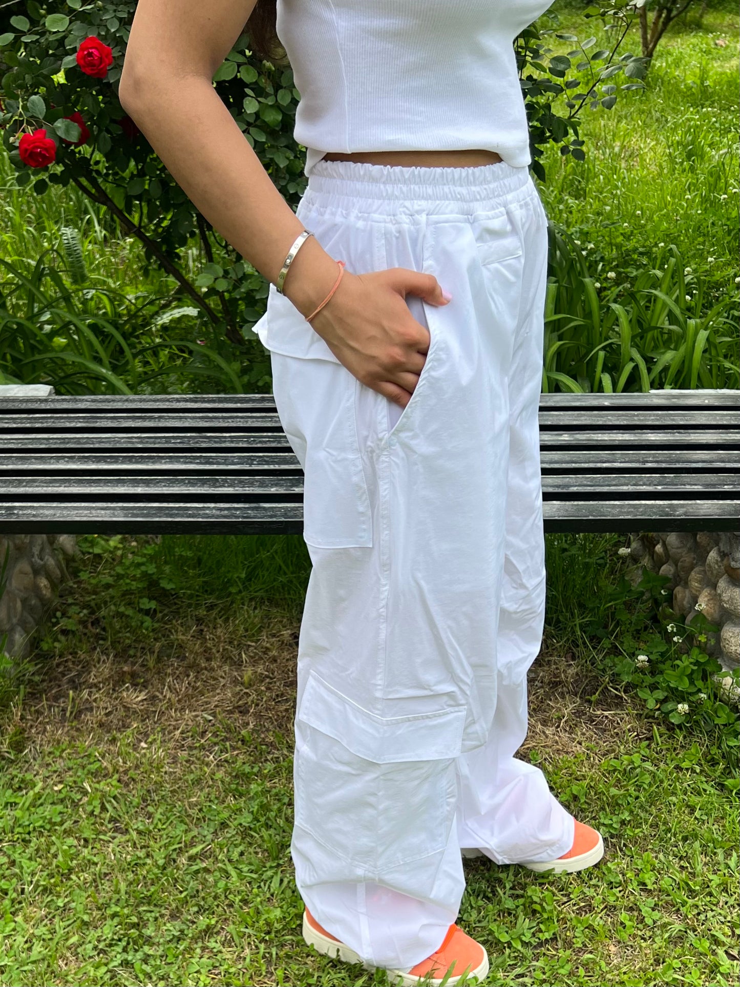 White Parachute Cargo PANTS ONLY