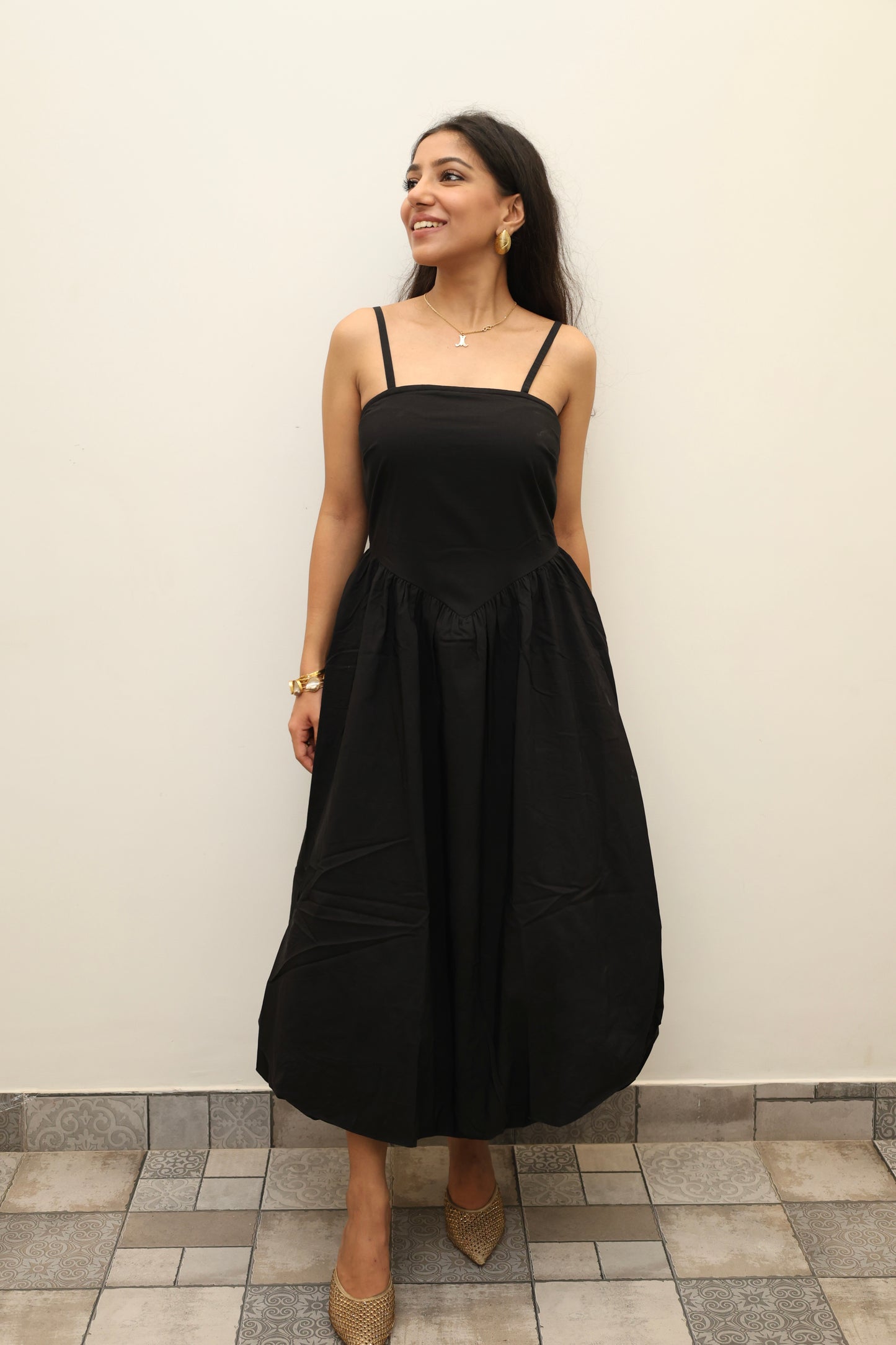 Cotton Poplin Corset Balloon Dress
