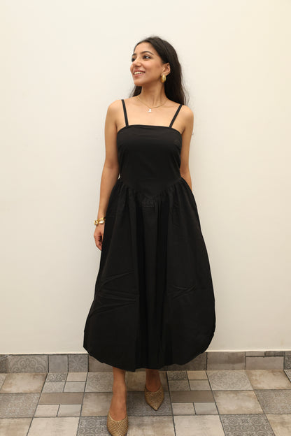Cotton Poplin Corset Balloon Dress
