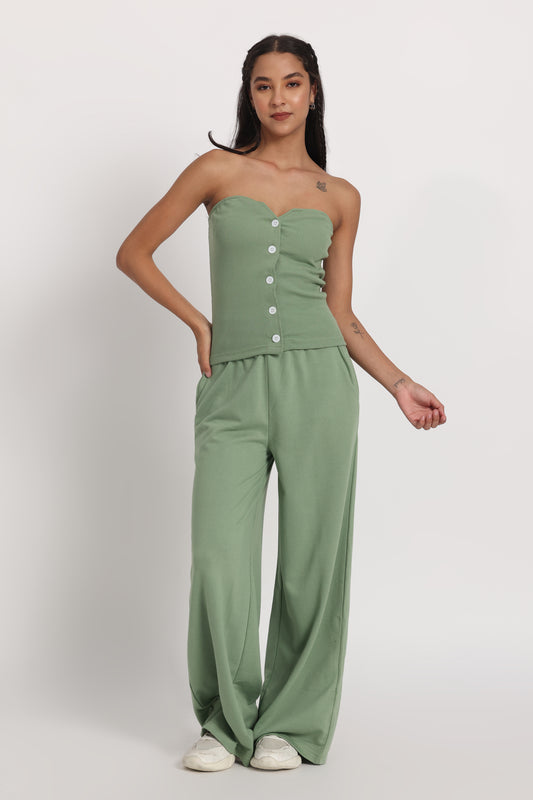 Tube Waistcoat Wide Leg Co-ord