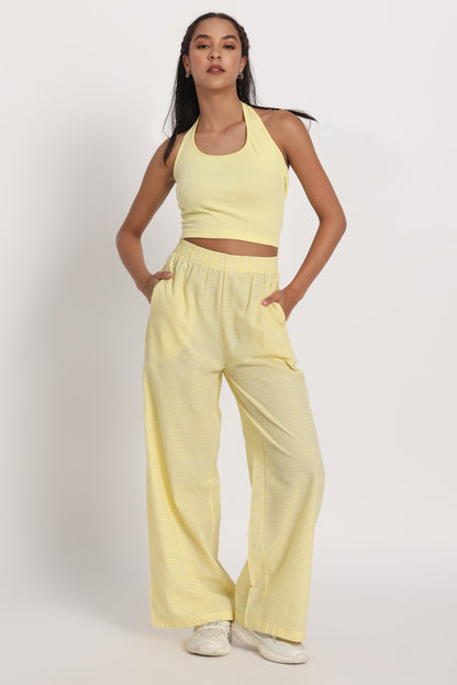 Yellow Halter Gingham Pant Set