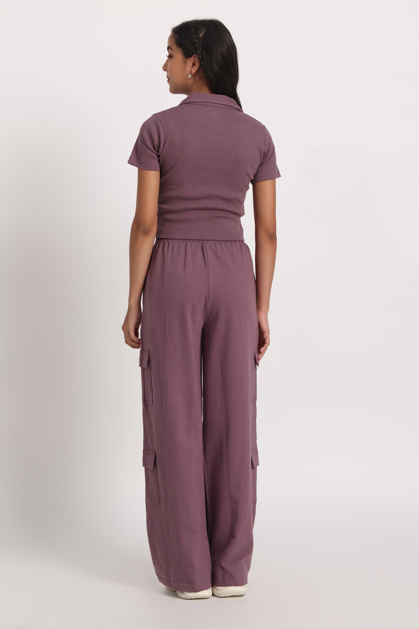 Mauve Half Sleeves French Terry Cargo Co-ord