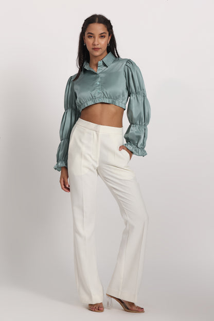 Paris Satin Ruffle Shirt
