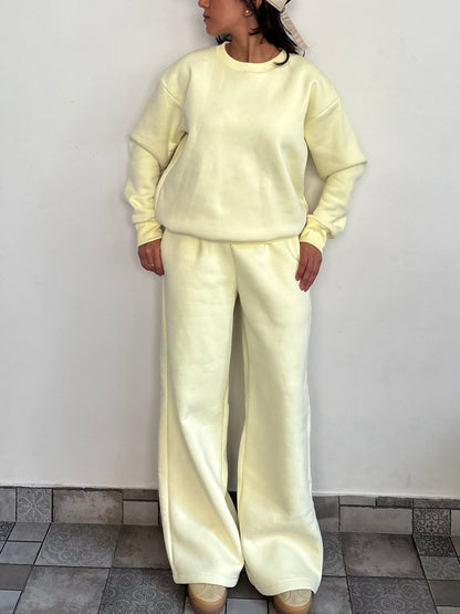 Butter Yellow Crewneck Cotton Fleece SET ( High Warmth)