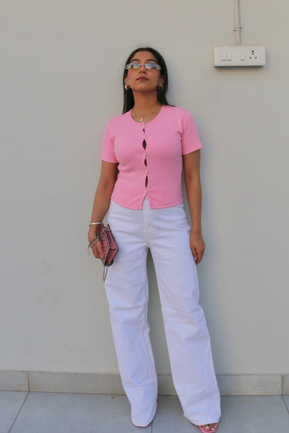 Light Pink Cotton Rib Top