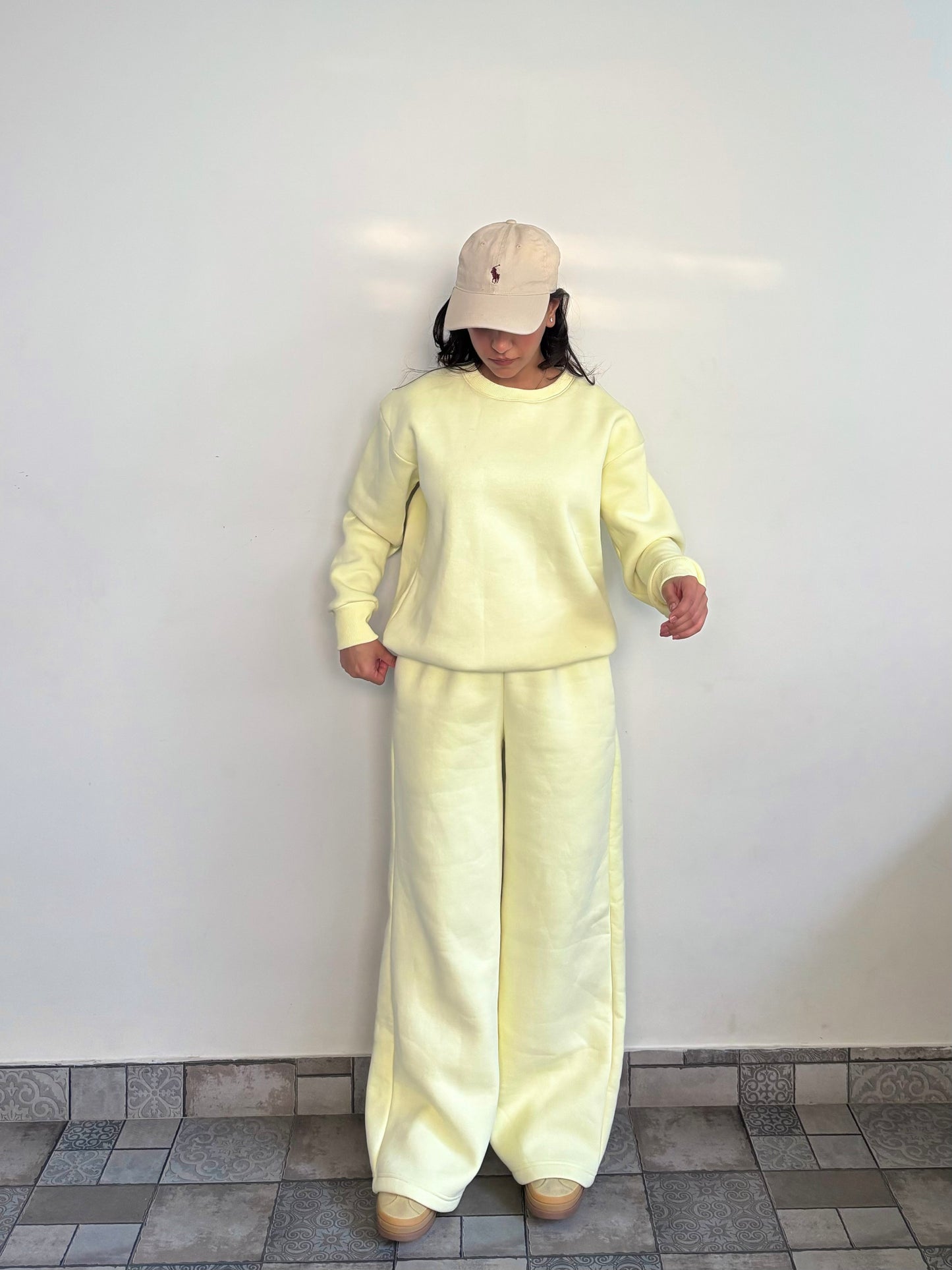 Butter Yellow Crewneck Cotton Fleece SET ( High Warmth)