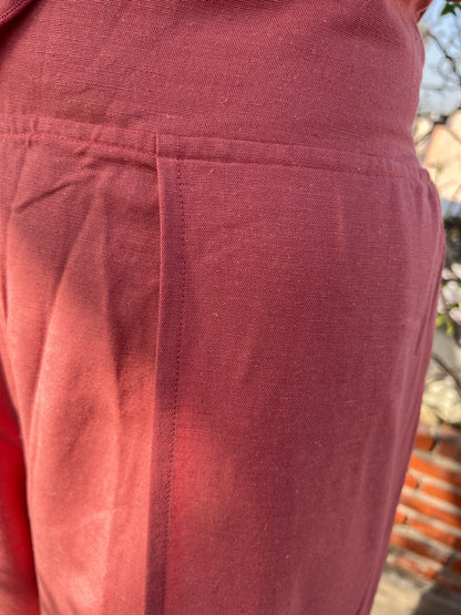 Dusty Rose Cotton Linen Draped Top & Pants Set