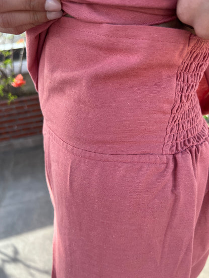 Dusty Rose Pure Cotton Strappy Top & Pants Set