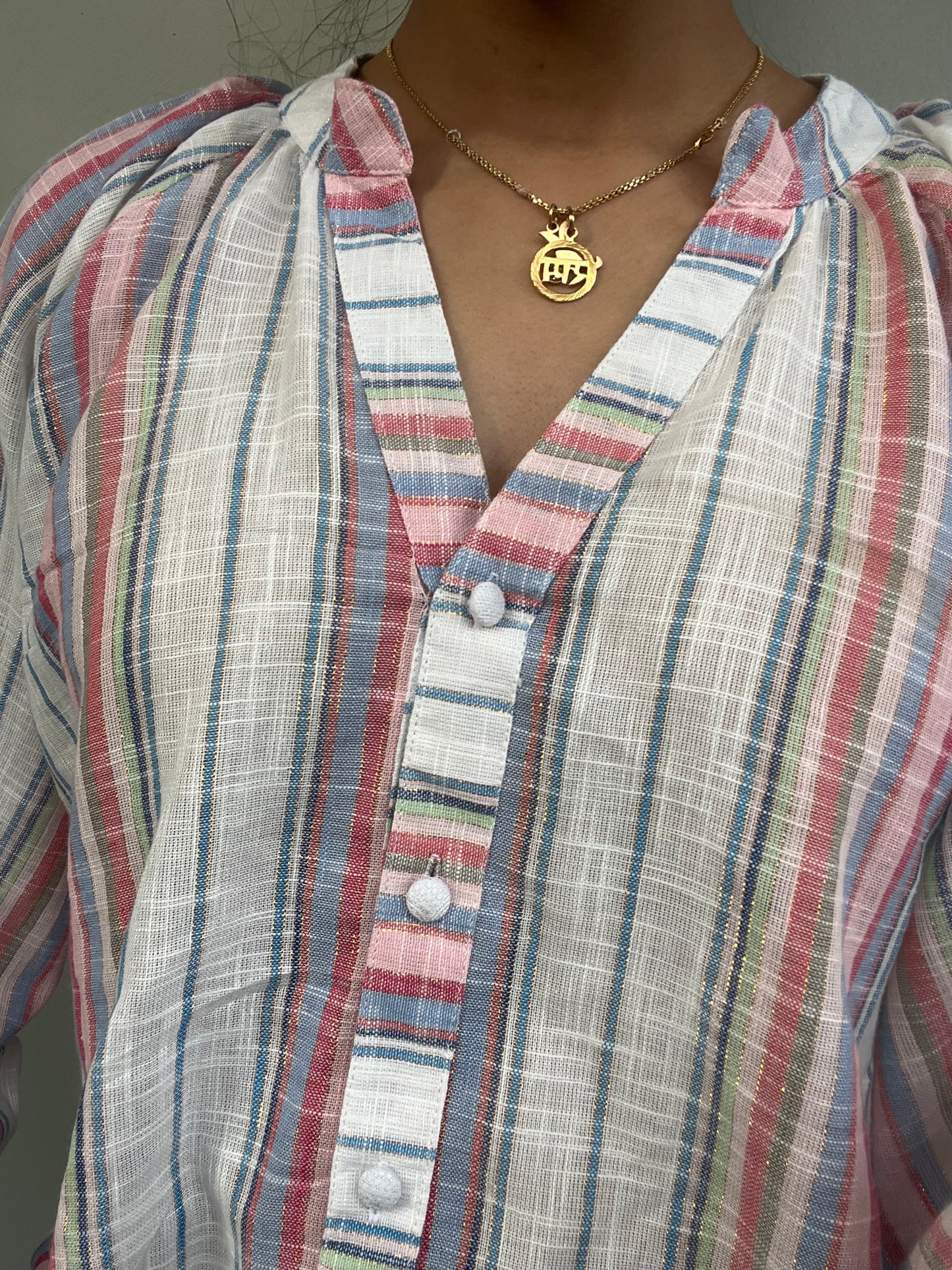 Multicoloured Striped Cotton Linen Tunic