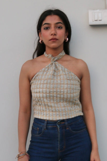 Cotton Embroidered Halter Top