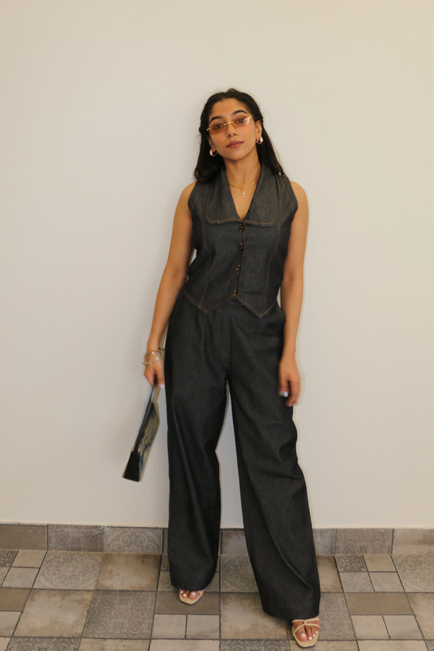 Denim Waistcoat Set