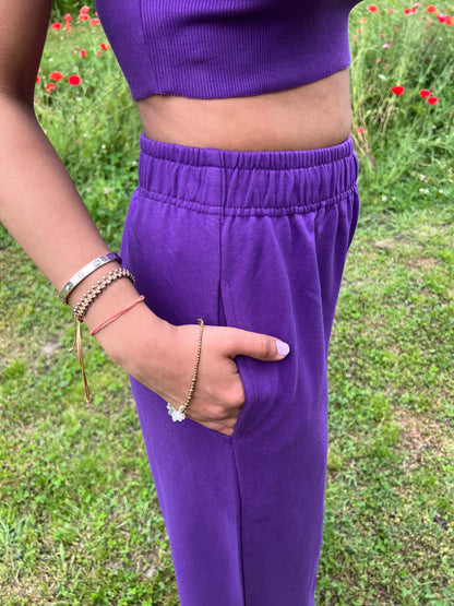 Dark Purple Sleeve-Less Terry Set