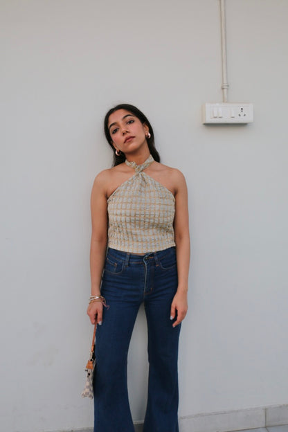 Cotton Embroidered Halter Top