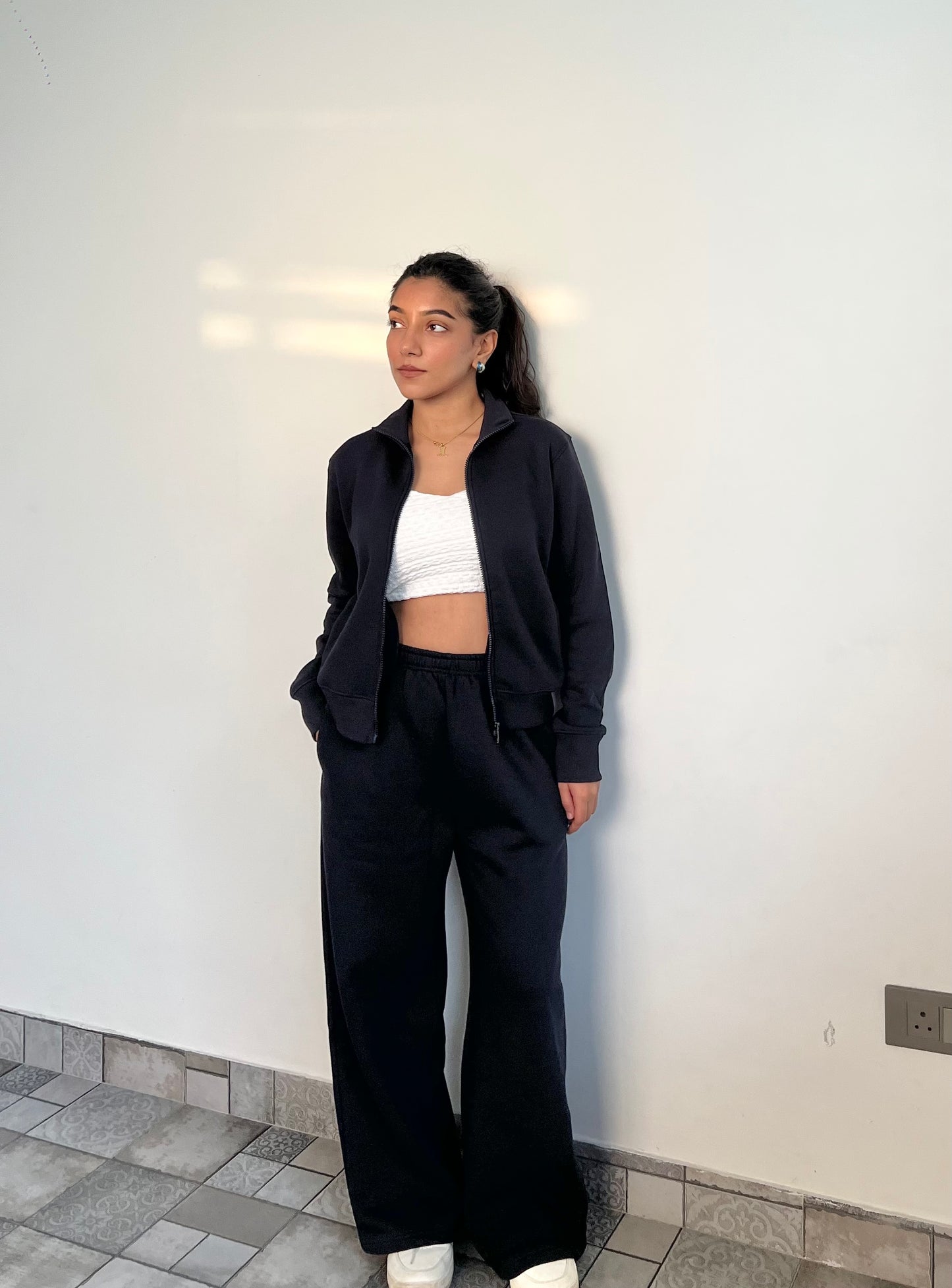 Fleece Navy Blue Zipper & Fleece Pants SET
