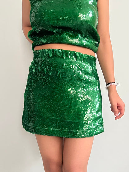 Emerald Green Water Sequin Skirt & Top SET