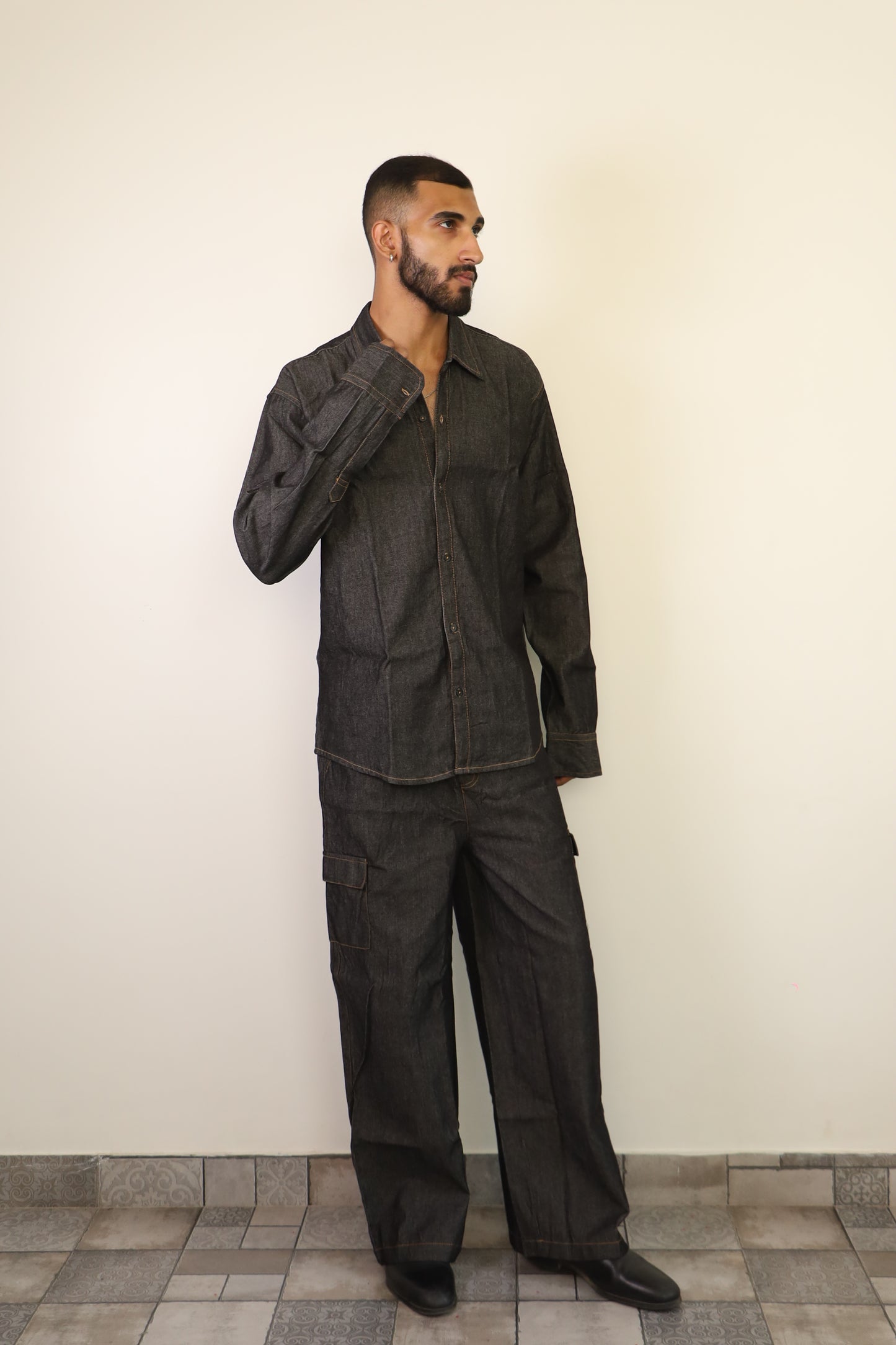 Men Denim Shirt Set