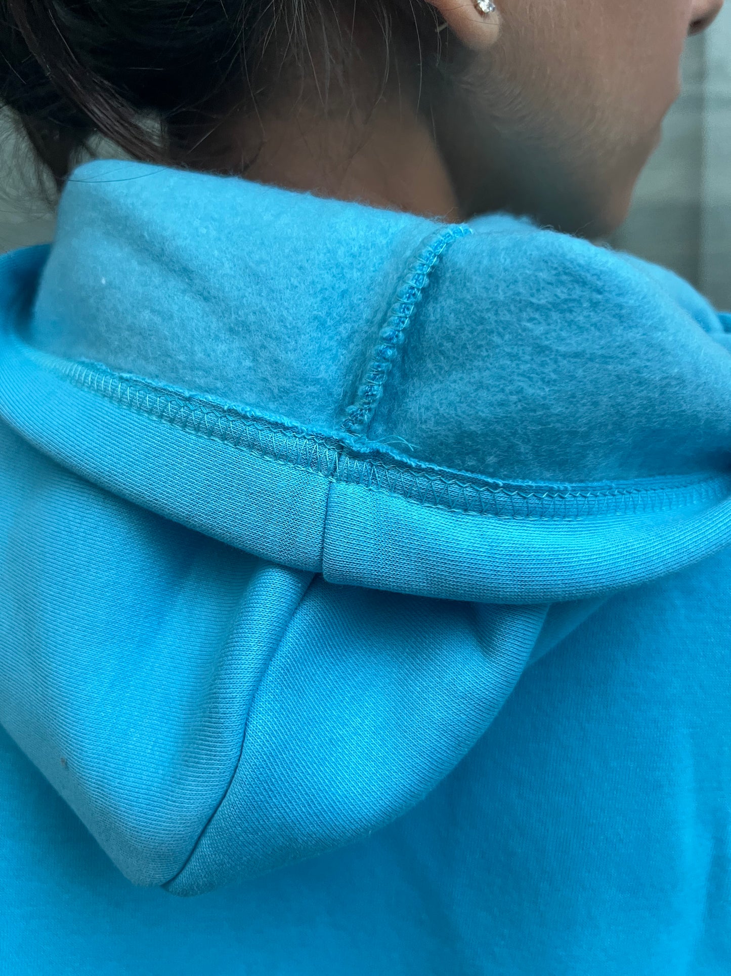 Light Blue Cropped Hoodie Cotton Fleece SET