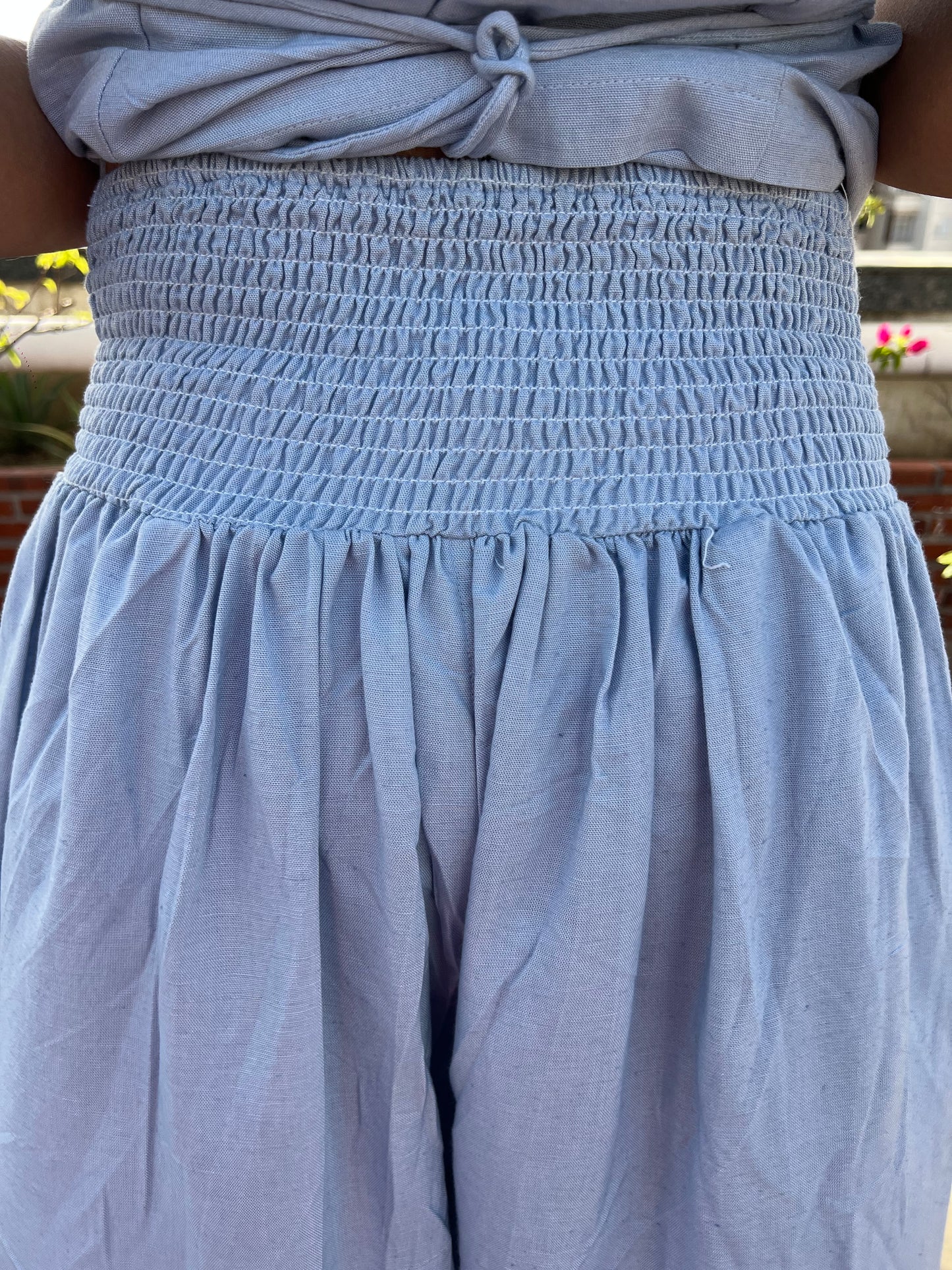 Powder Blue Pure Cotton Keyhole Shirt & Pants Set