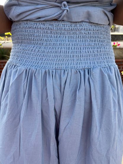 Powder Blue Pure Cotton Keyhole Shirt & Pants Set