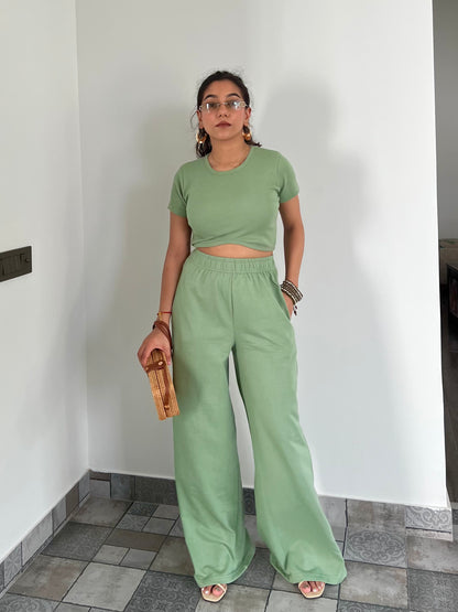 Mint Green  French Terry Half Sleeves Set