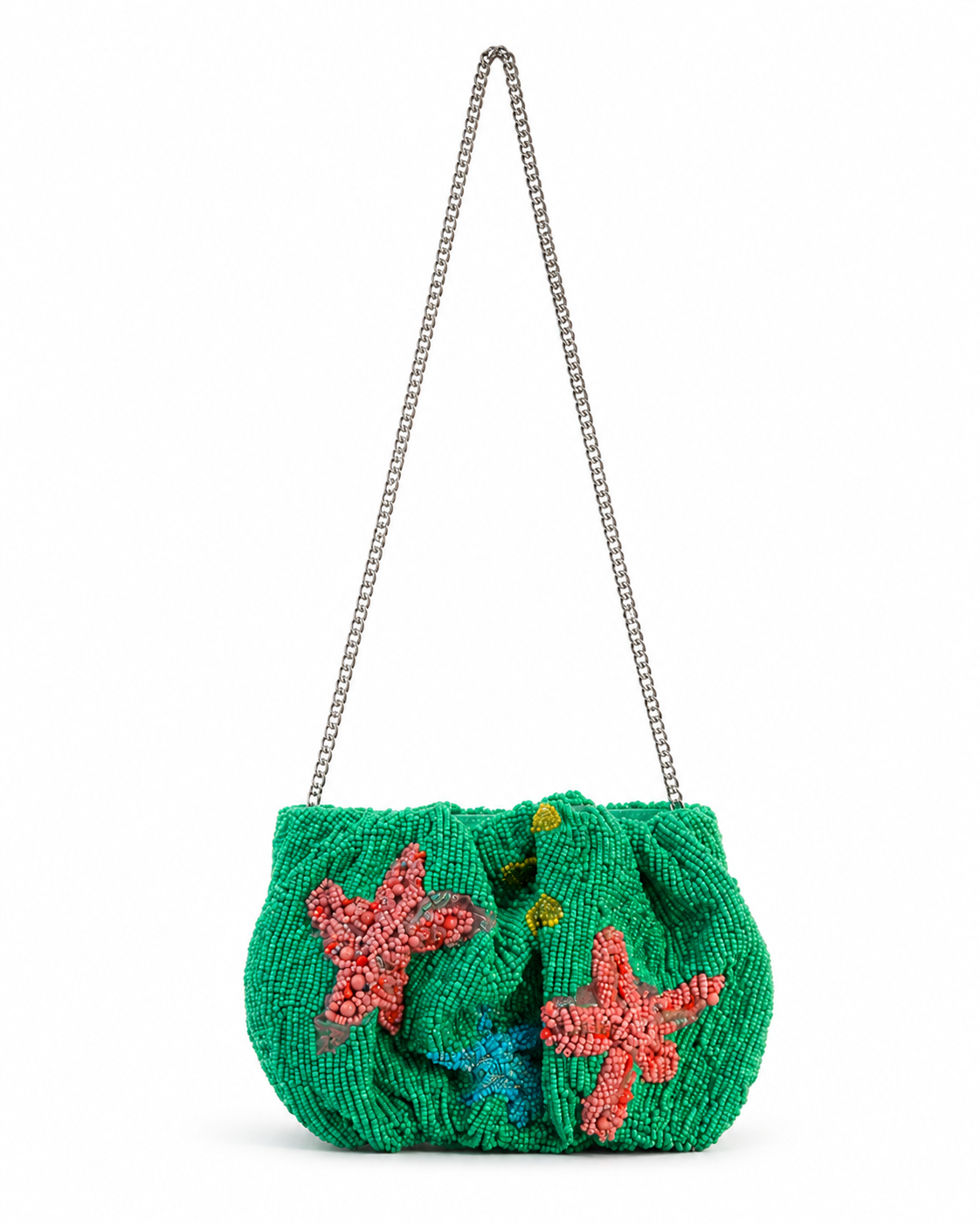 Green Starfish Beaded Bag