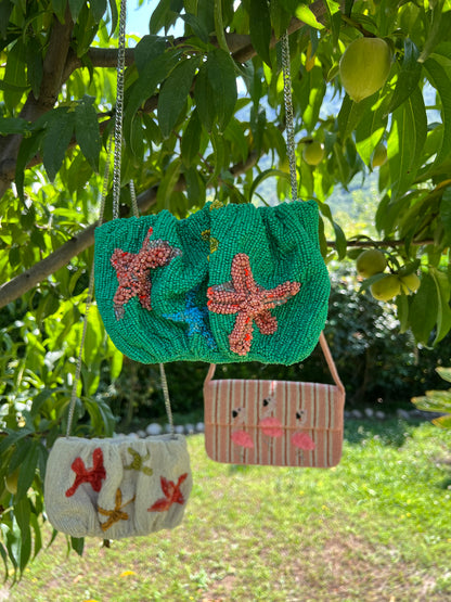Green Starfish Beaded Bag